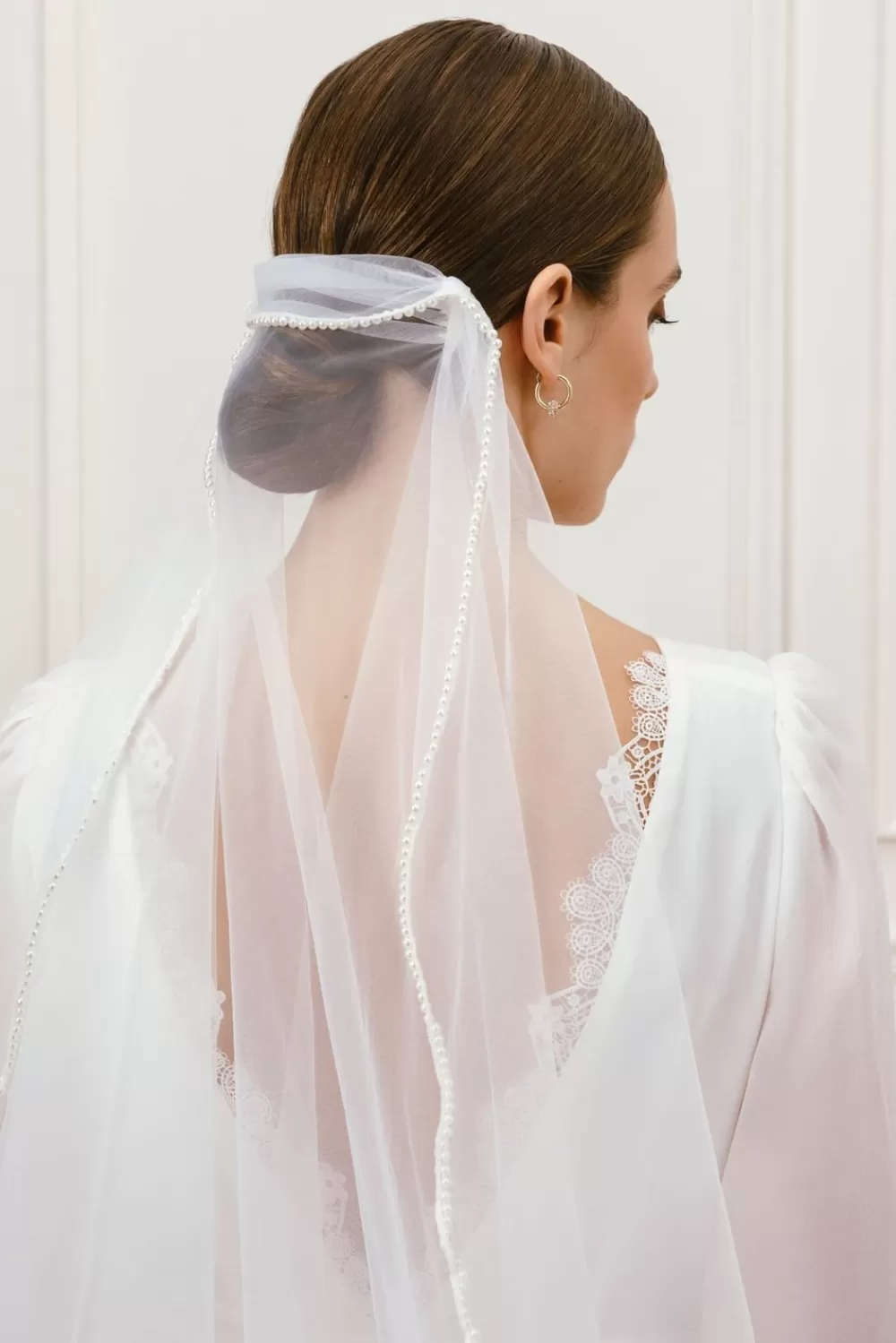 Malina Bohemisk brudslöja med pärlkant White New