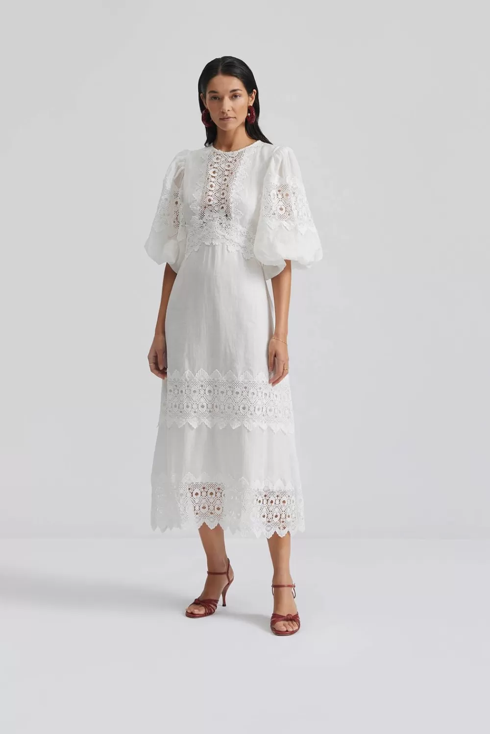 Malina Clarissa midiklänning White Cheap