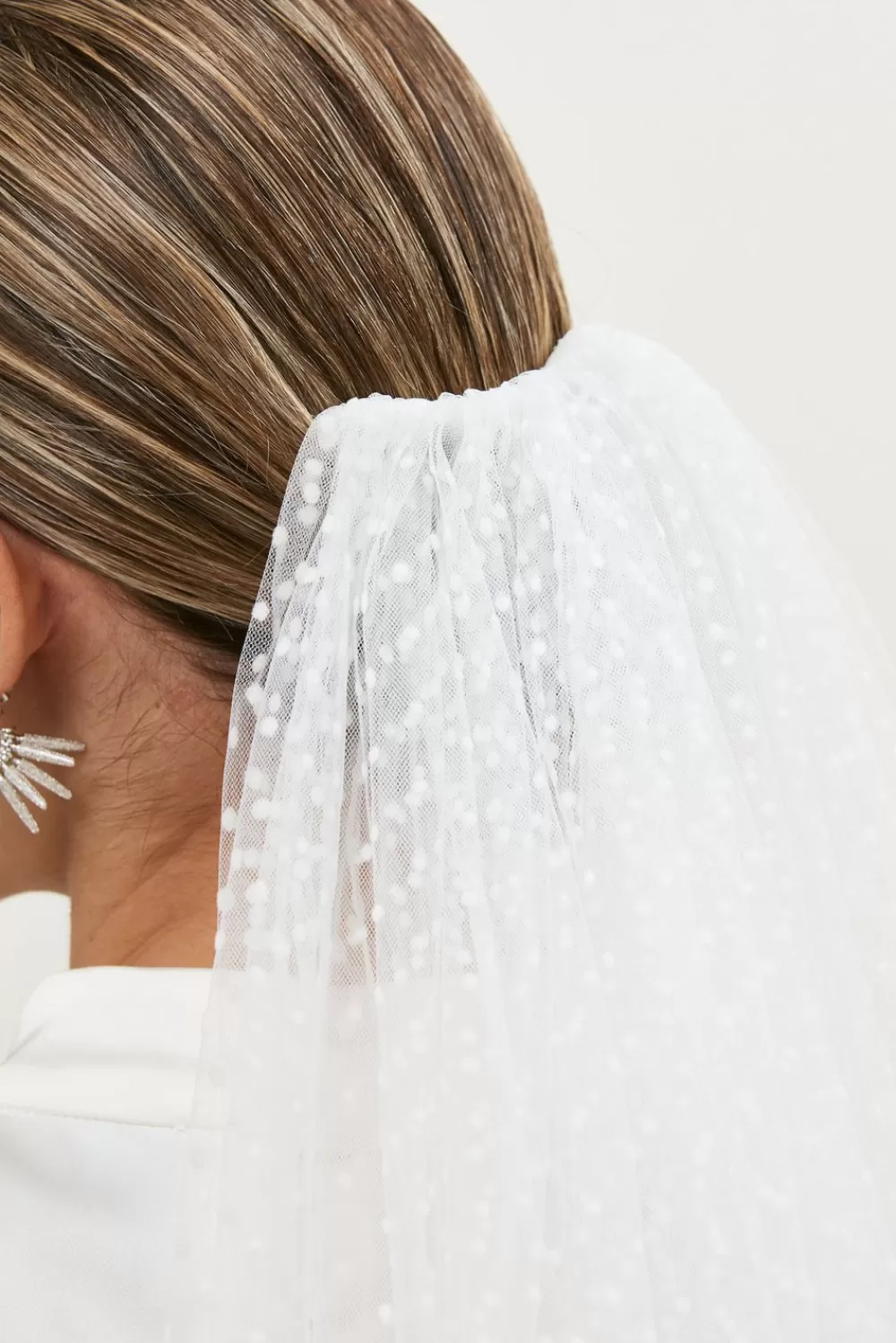 Malina Kort prickig slöja Ivory New