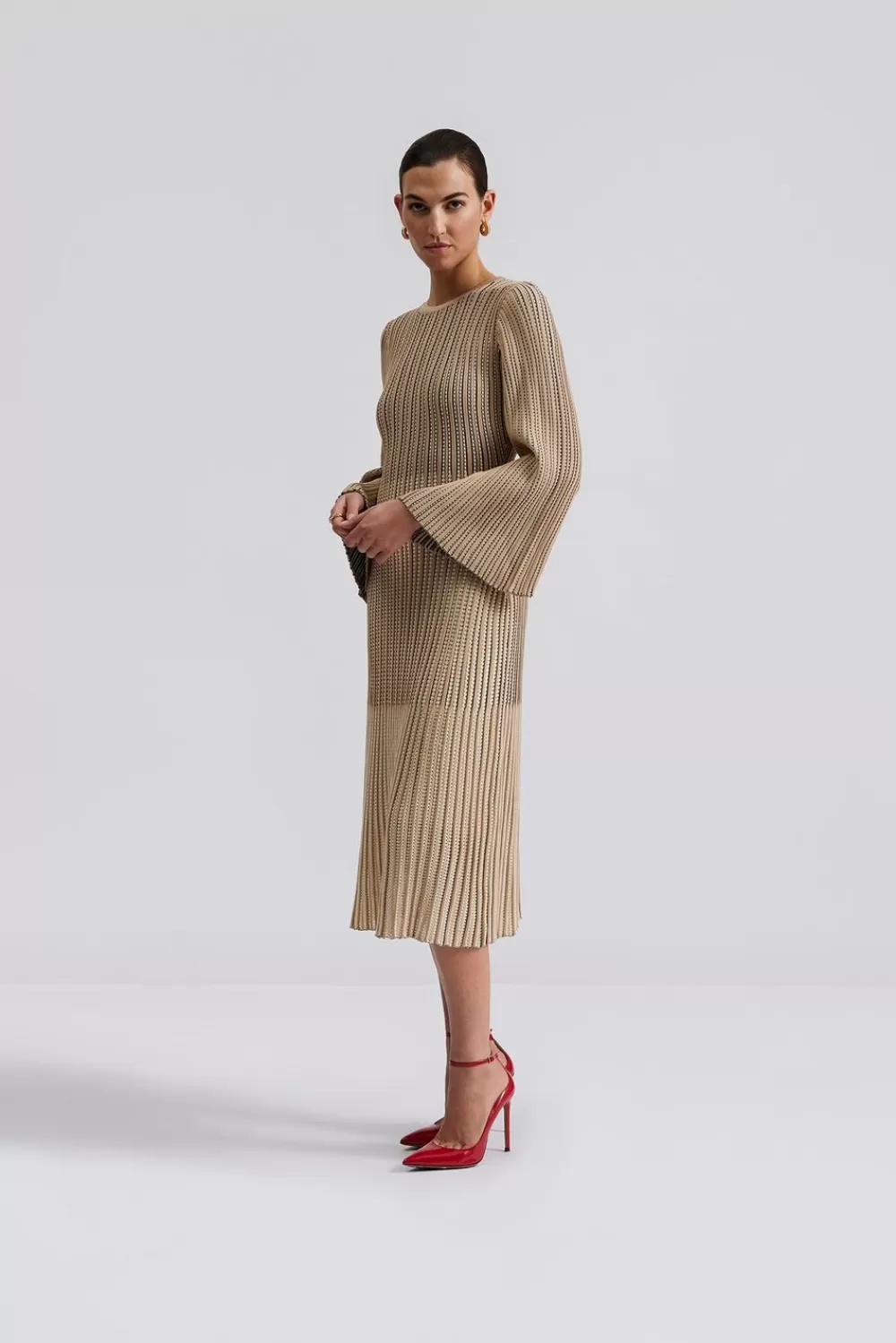 Malina Lexi midiklänning Beige Flash Sale