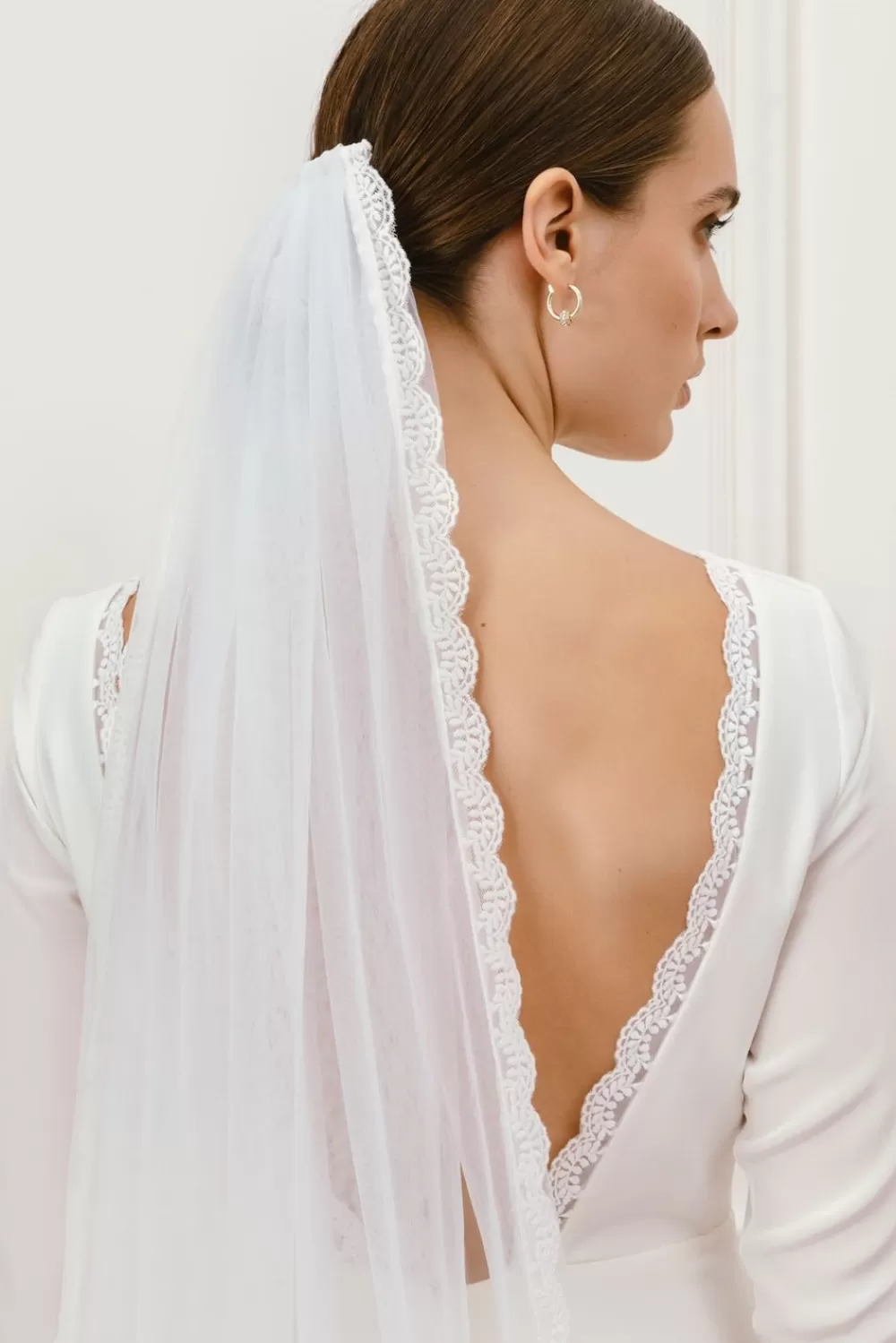 Malina Meghan spetsslöja White Best Sale