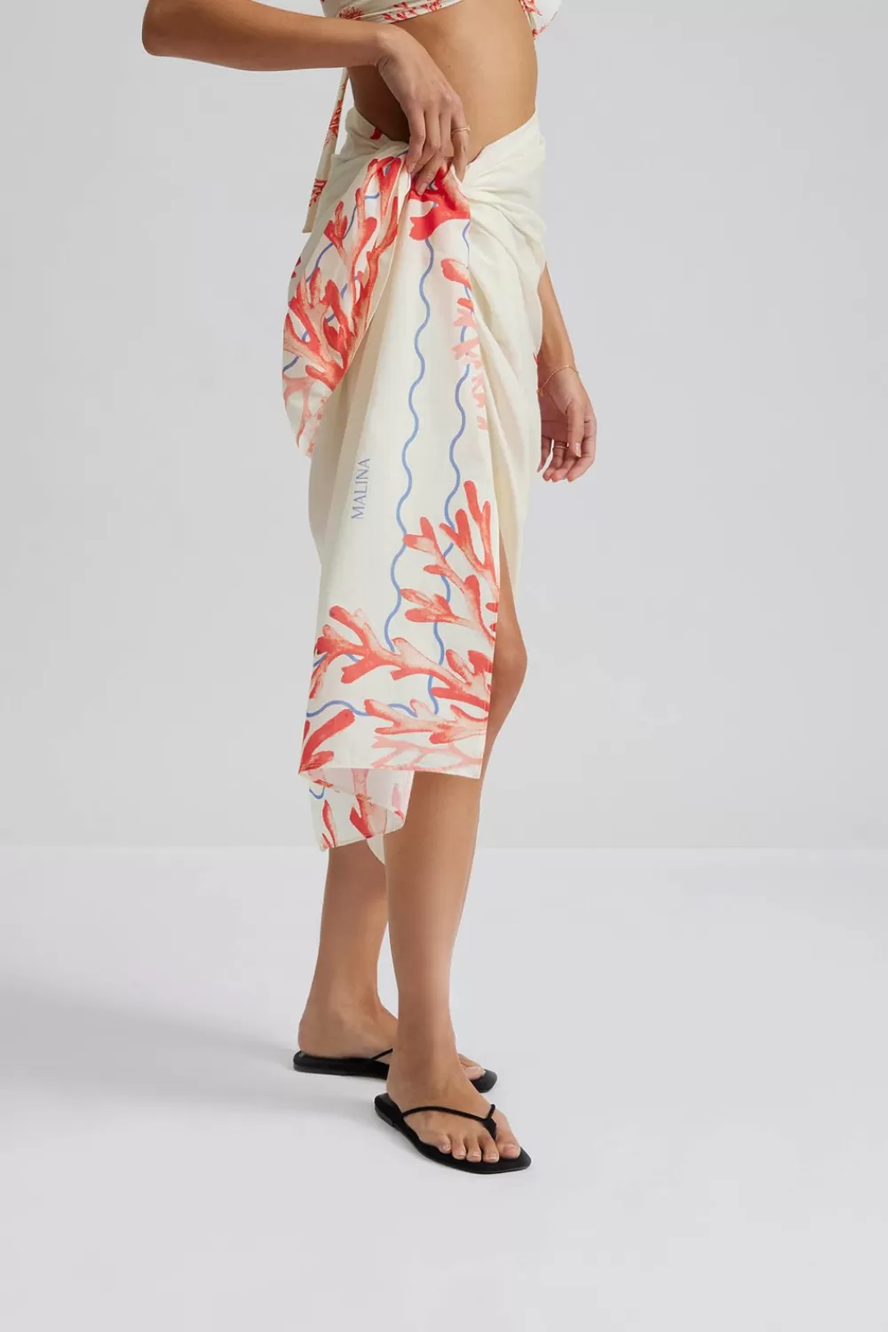 Malina Mönstrad strandsarong CoralRed Cheap