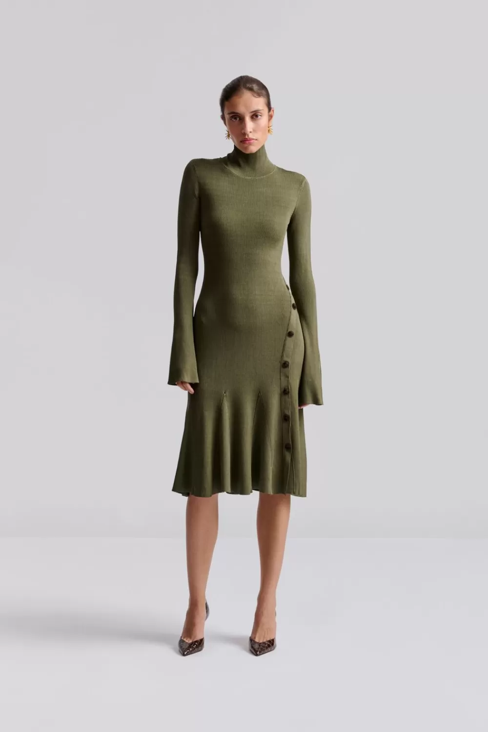 Malina Polly midiklänning Olive Best Sale