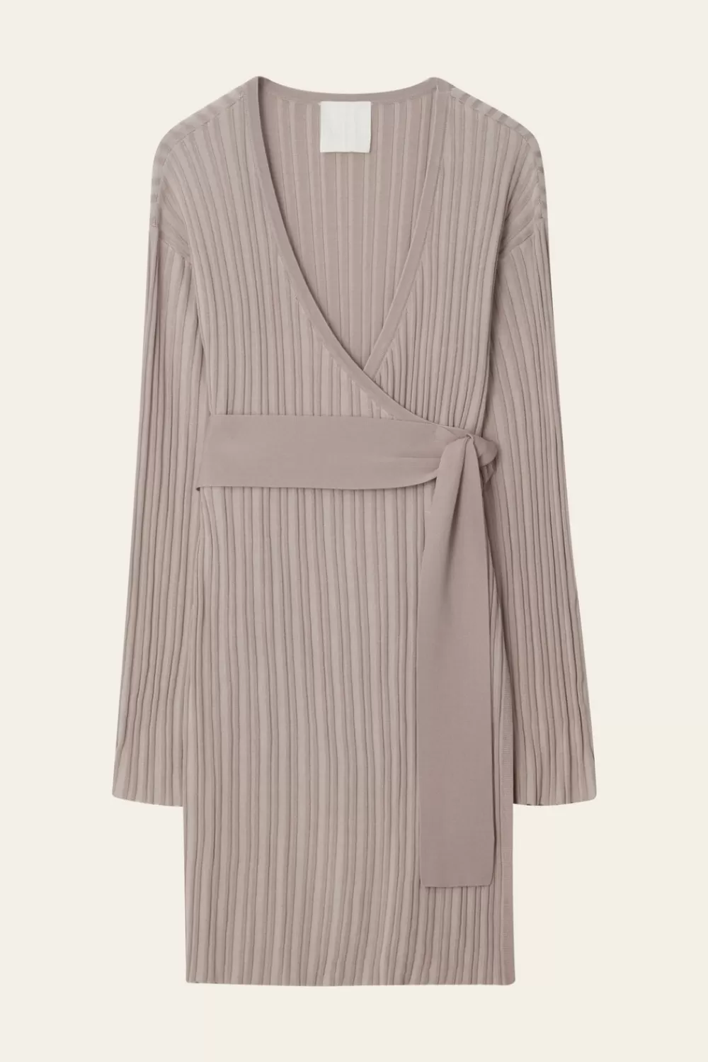 Malina Ribbstickad omlottkofta Taupe Online